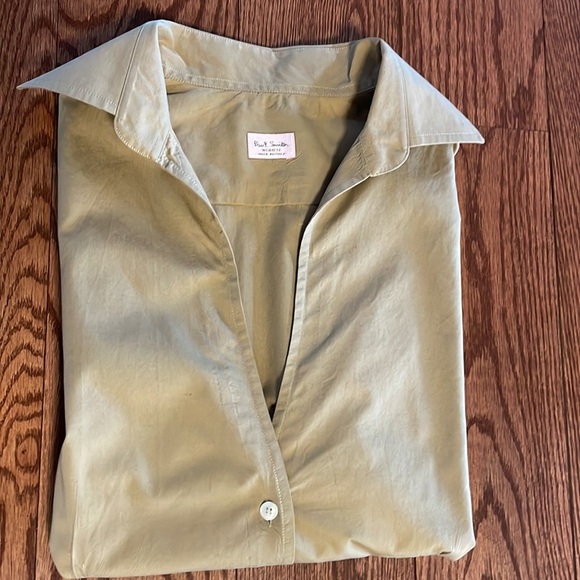 PAUL SMITH women’s MADE IN ITALY button down shirt cotton luxury khaki color S/M - Picture 3 of 13